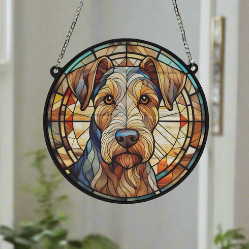 Airedale Terrier Stained Glass Effect Suncatcher